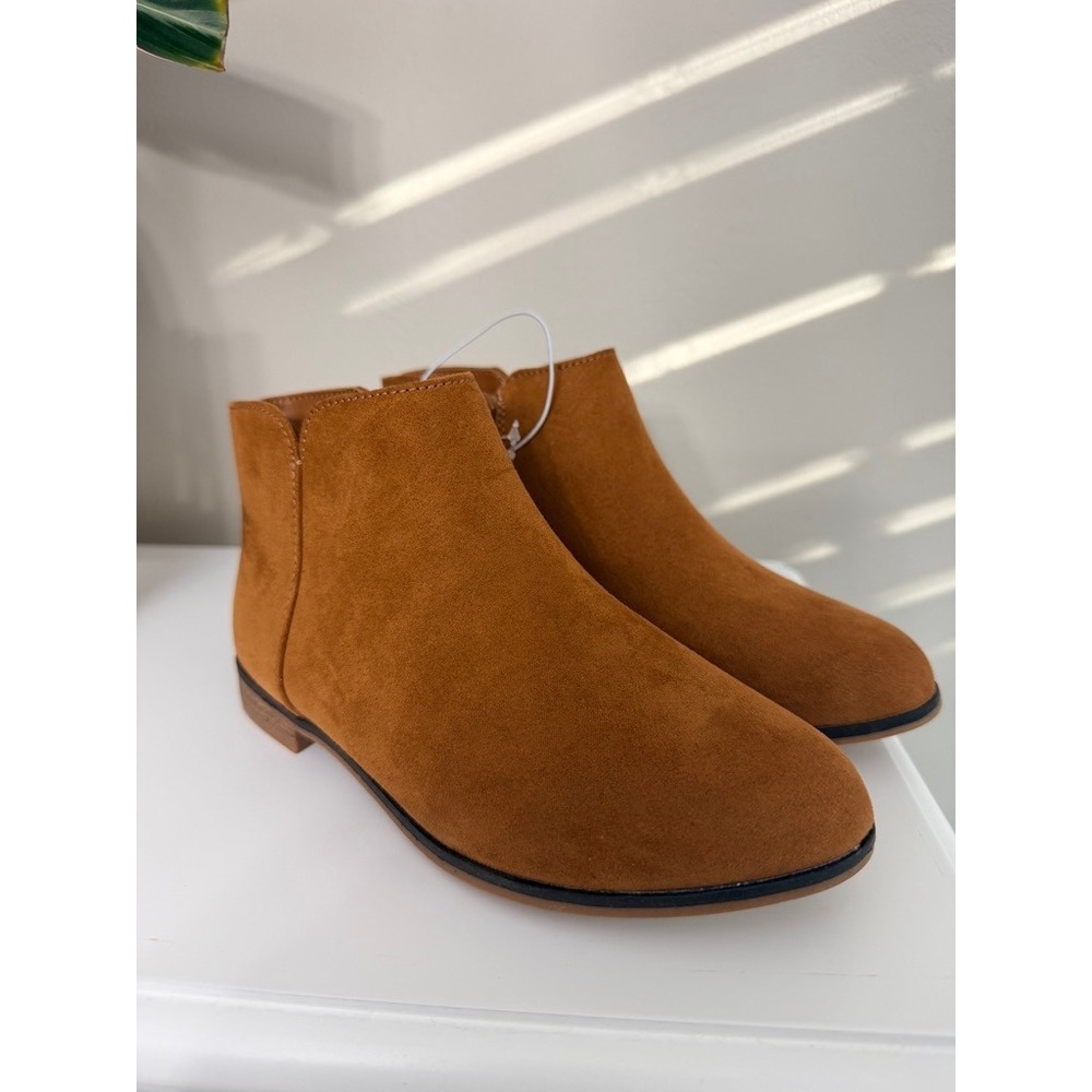 Cat & Jack Ankle Boots Toddler Size 4 Brown Faux Suede Zip Up NWT